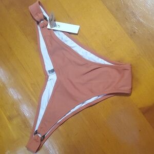 NWT Pink Victoria Secret V Front Ring Bikini Bottom Size L